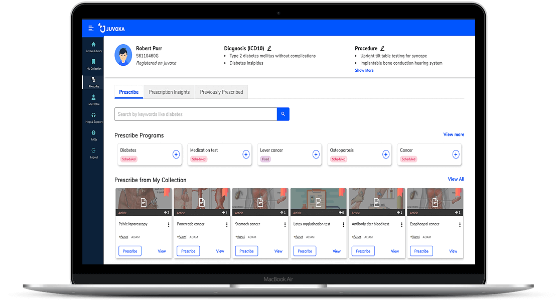 Juxova - Prescribe 6500+ content & tools to patients